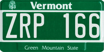 VT license plate ZRP166