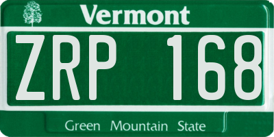 VT license plate ZRP168