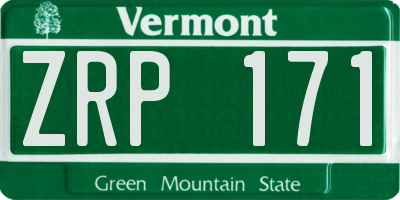 VT license plate ZRP171