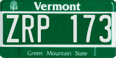 VT license plate ZRP173
