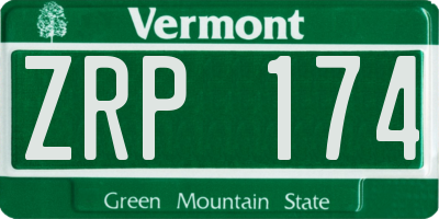 VT license plate ZRP174