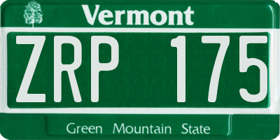 VT license plate ZRP175