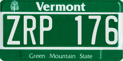 VT license plate ZRP176