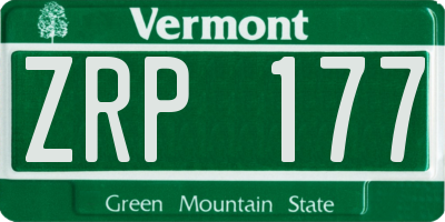 VT license plate ZRP177