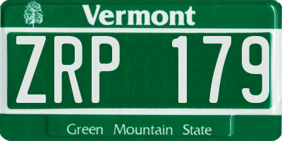 VT license plate ZRP179