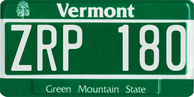 VT license plate ZRP180