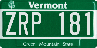 VT license plate ZRP181
