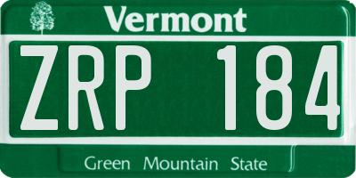 VT license plate ZRP184
