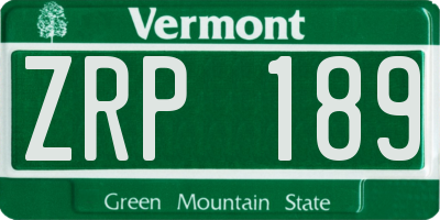 VT license plate ZRP189