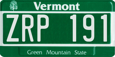 VT license plate ZRP191
