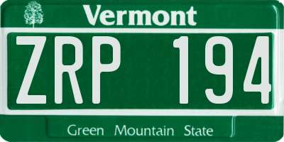 VT license plate ZRP194