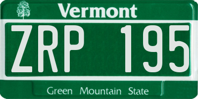 VT license plate ZRP195