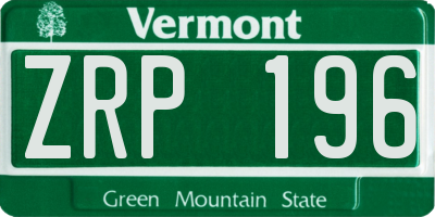 VT license plate ZRP196