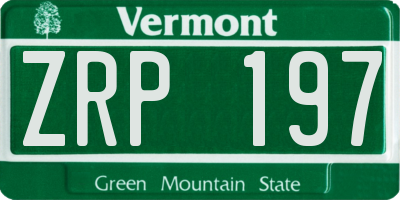 VT license plate ZRP197