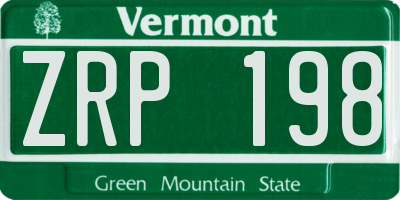 VT license plate ZRP198