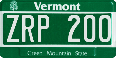 VT license plate ZRP200