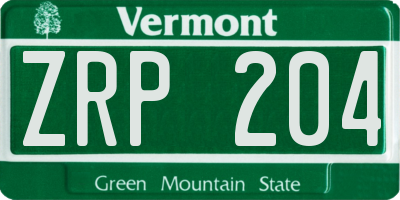 VT license plate ZRP204