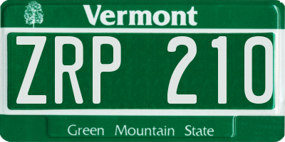 VT license plate ZRP210