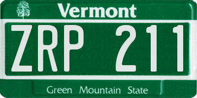 VT license plate ZRP211