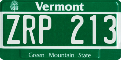 VT license plate ZRP213