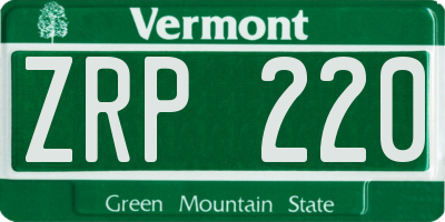 VT license plate ZRP220