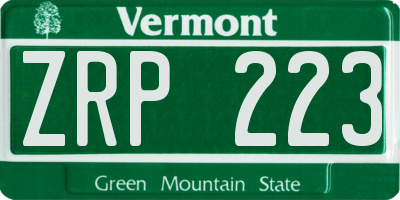 VT license plate ZRP223