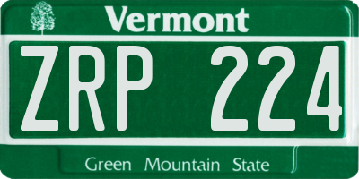 VT license plate ZRP224