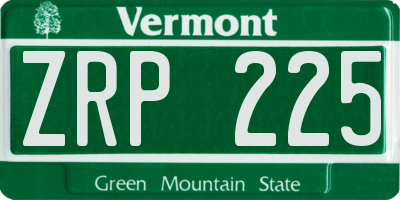 VT license plate ZRP225