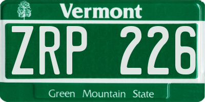 VT license plate ZRP226