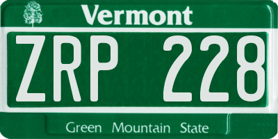 VT license plate ZRP228