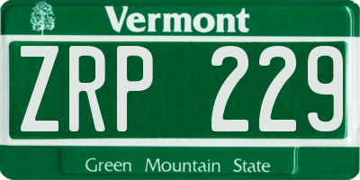 VT license plate ZRP229