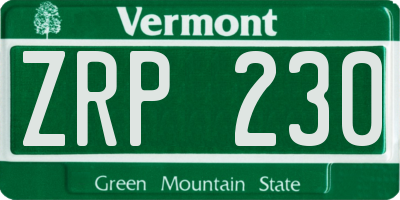 VT license plate ZRP230