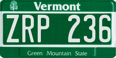 VT license plate ZRP236