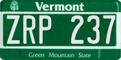 VT license plate ZRP237