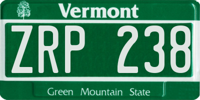 VT license plate ZRP238