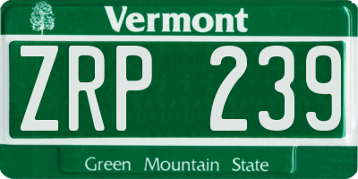 VT license plate ZRP239