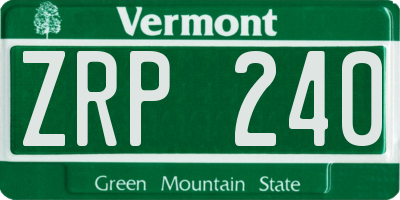 VT license plate ZRP240
