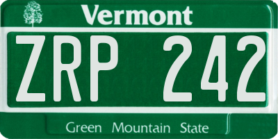 VT license plate ZRP242