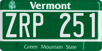 VT license plate ZRP251