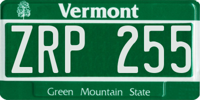 VT license plate ZRP255