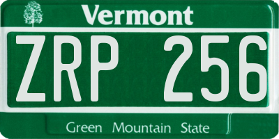 VT license plate ZRP256