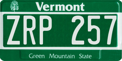 VT license plate ZRP257