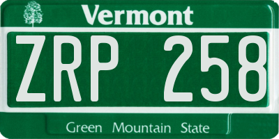 VT license plate ZRP258