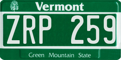 VT license plate ZRP259