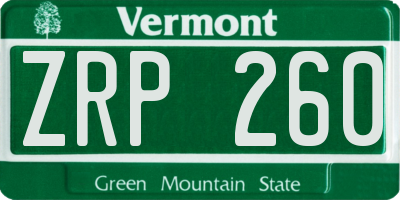 VT license plate ZRP260