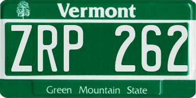 VT license plate ZRP262