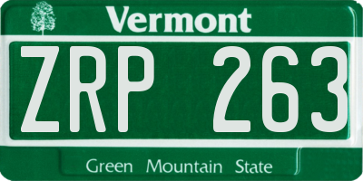VT license plate ZRP263