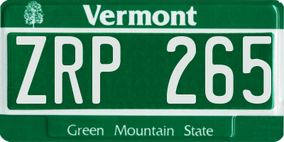 VT license plate ZRP265