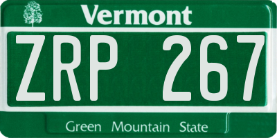 VT license plate ZRP267