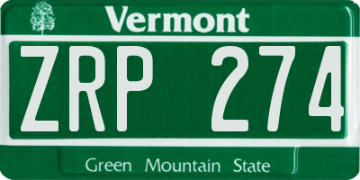 VT license plate ZRP274